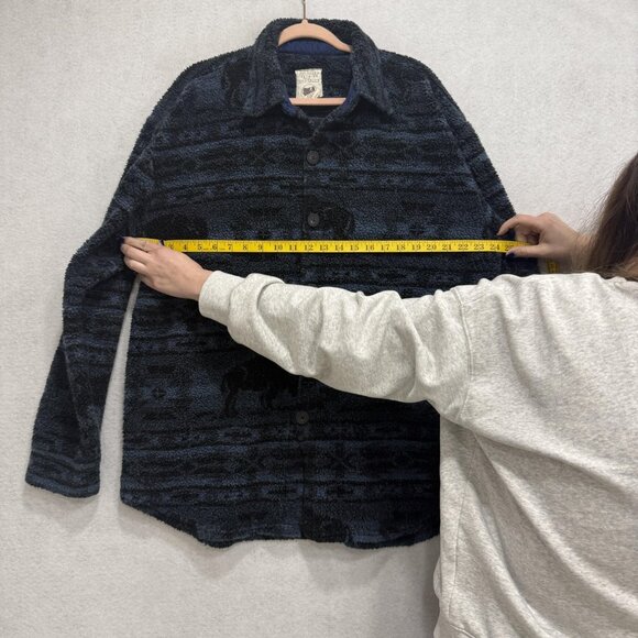 Colorado Trading Jacket Mens XL Blue Black Sherpa Fleece Buffalo Bison Western - Picture 6 of 8